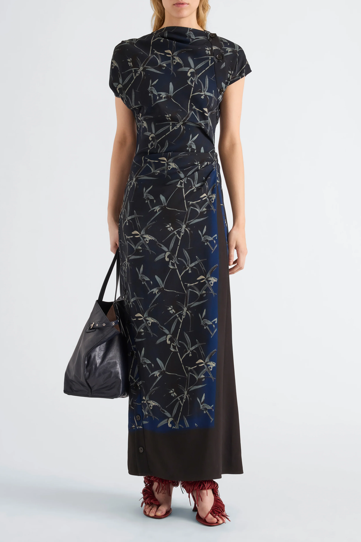 Anais Dress in Printed Stretch Cady Ink Multi