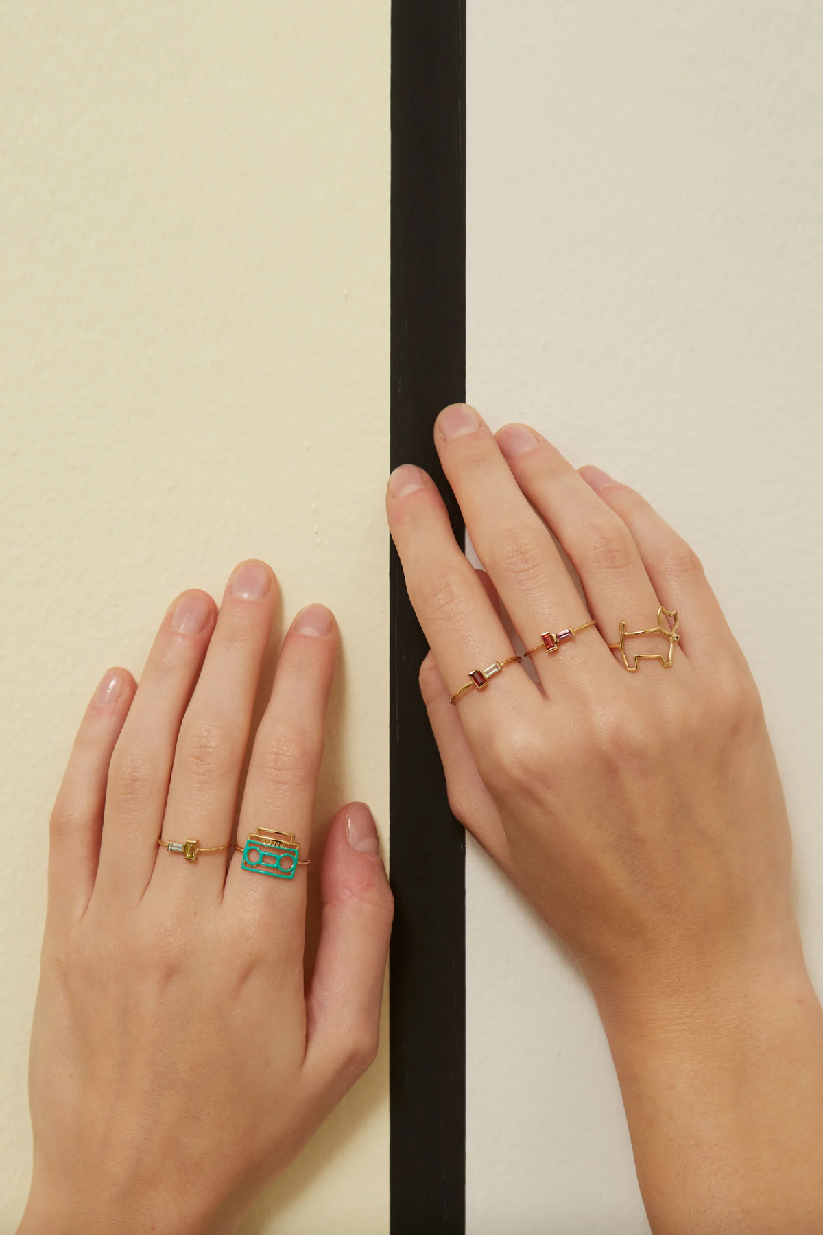 Tu Y Yo Baguette Ring - Aquamarine/Peridot