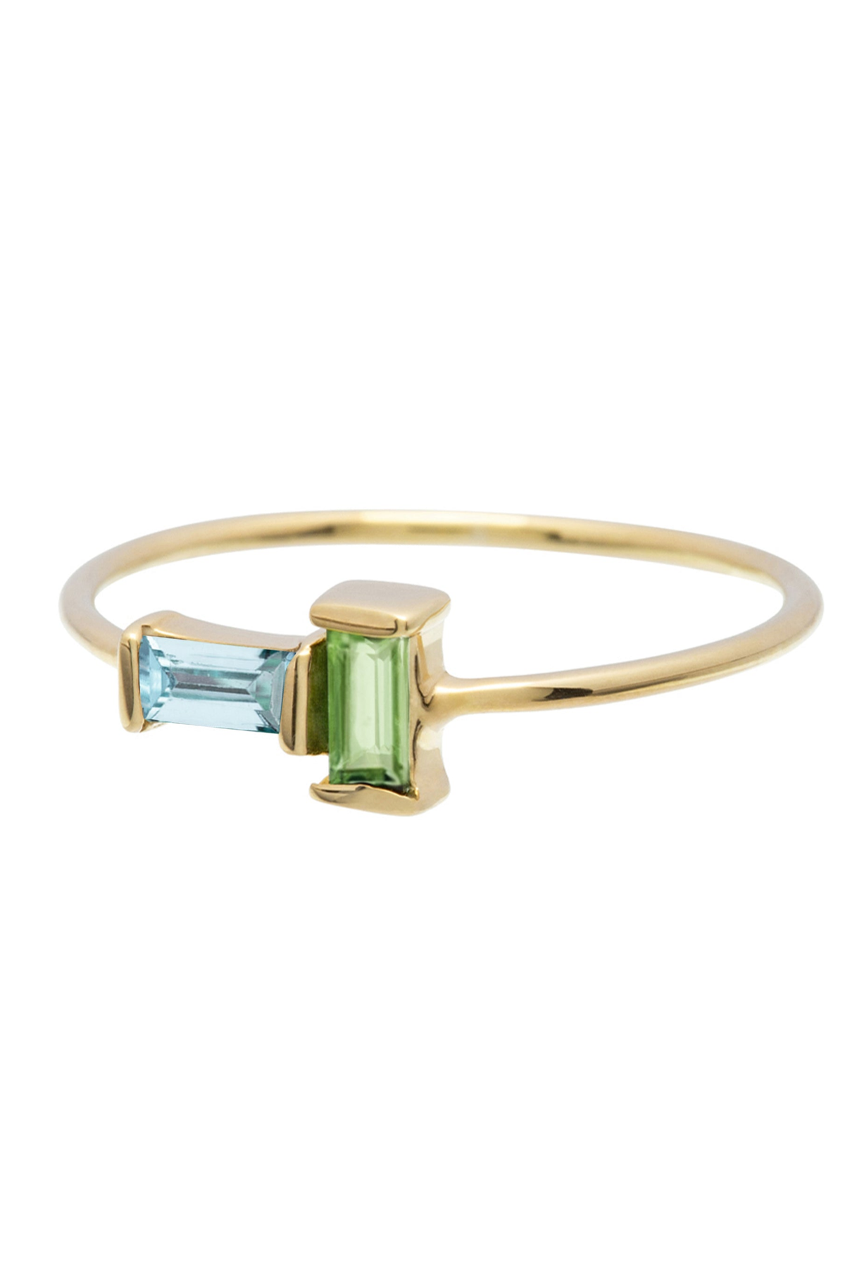Tu Y Yo Baguette Ring - Aquamarine/Peridot