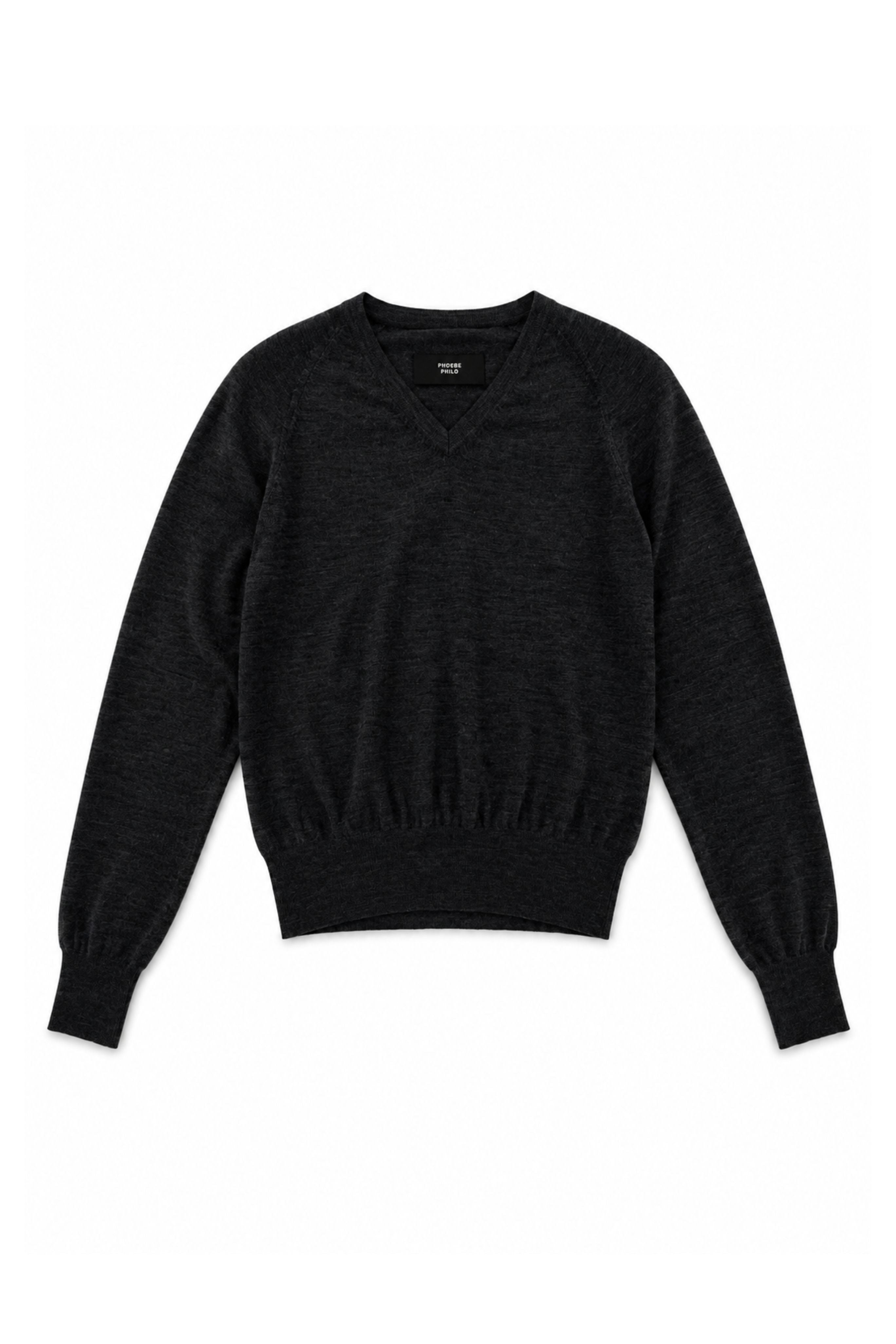 Shrunk V-Neck Sweater in Dark Blue Melange