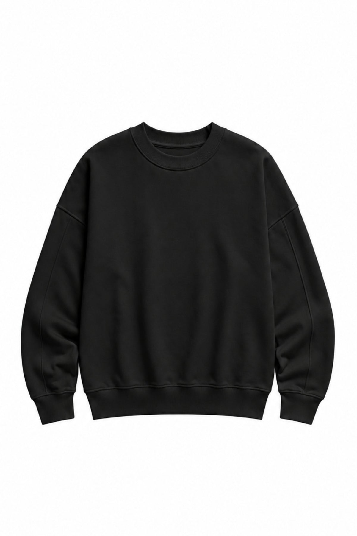 Light Weight Sweatshirting Crewneck Sweatshirt - Black