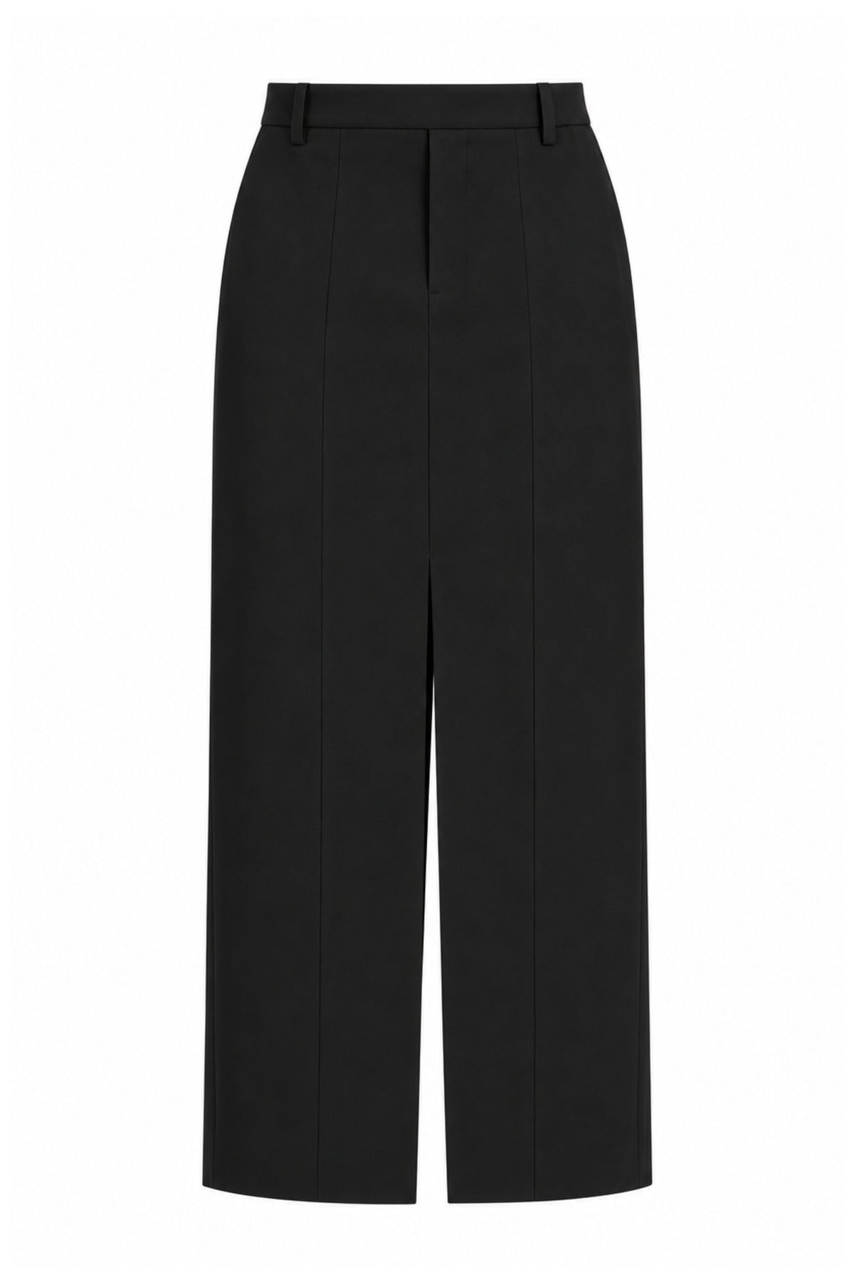 Recycled Tropical Wool Double Slit Maxi Skirt - Black