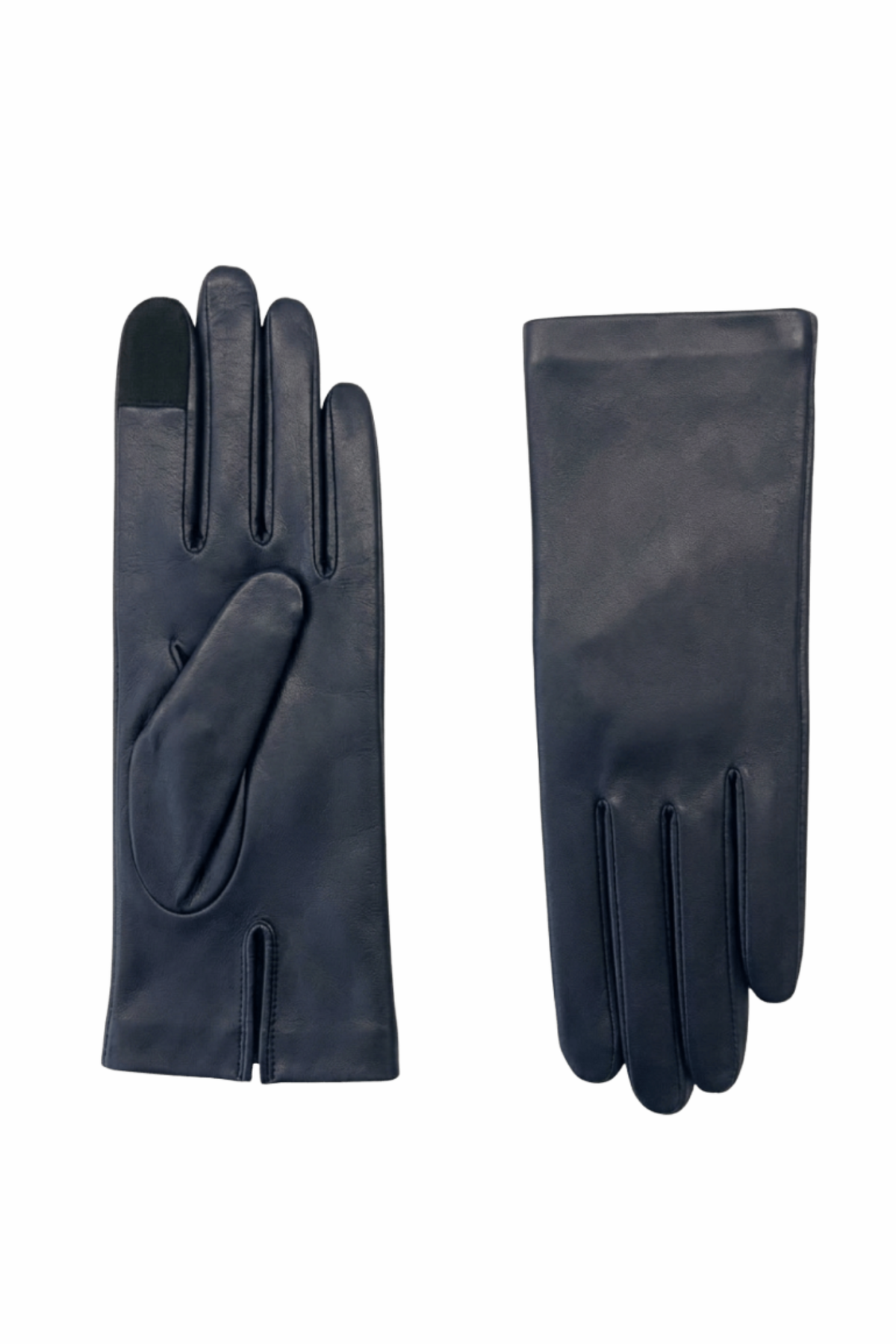 Kate Leather Gloves Lined with Silk - Navy