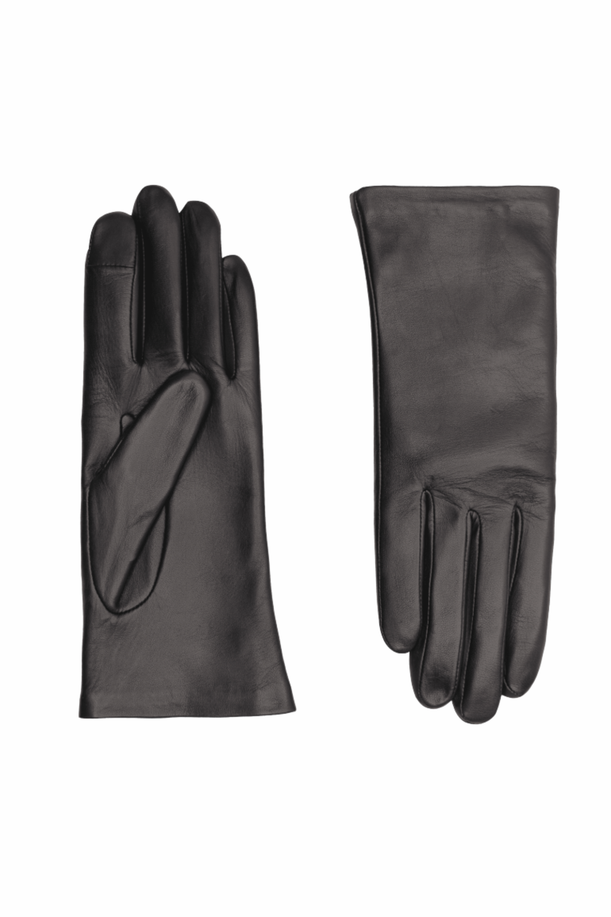 Inès Leather Gloves Lined with Cashmere - Black