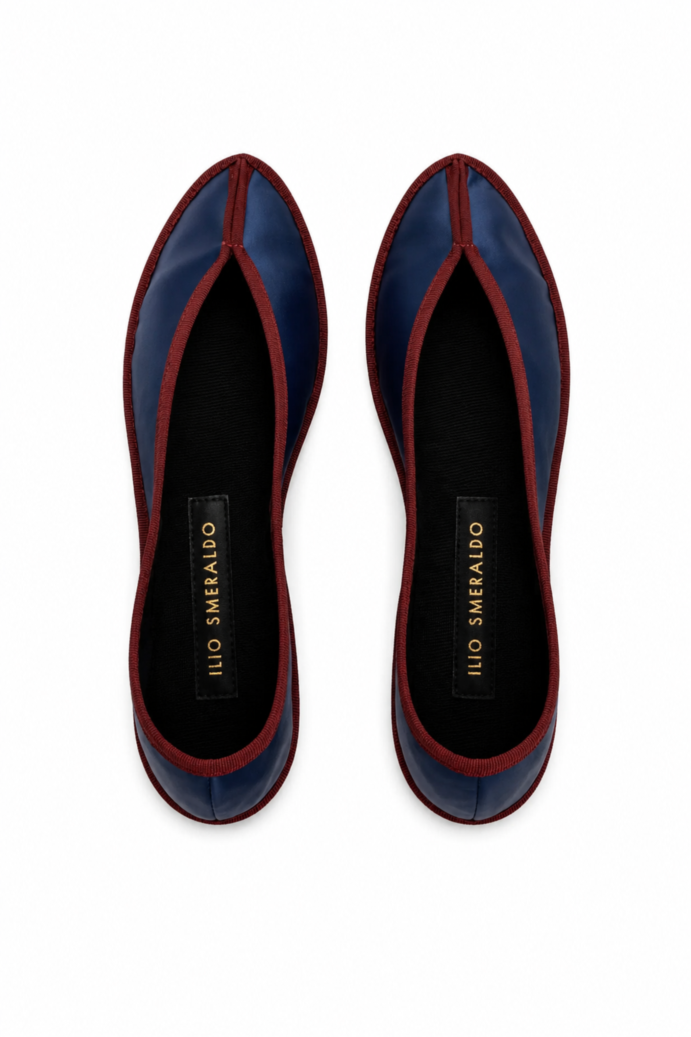 Maria de La Orden 1 Satin Flat - Navy/Burgundy