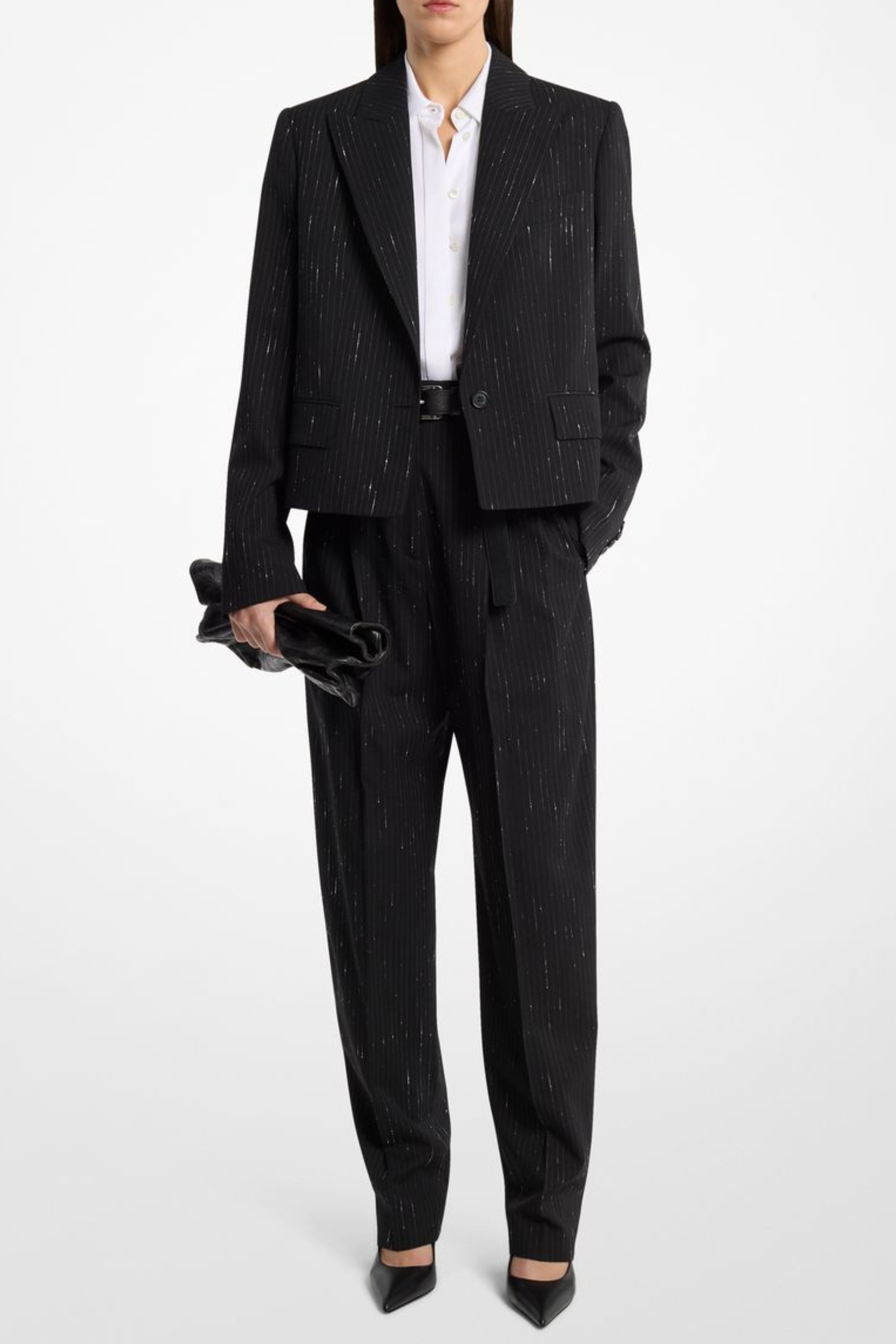 Dru Tapered Pleat Trouser - Black