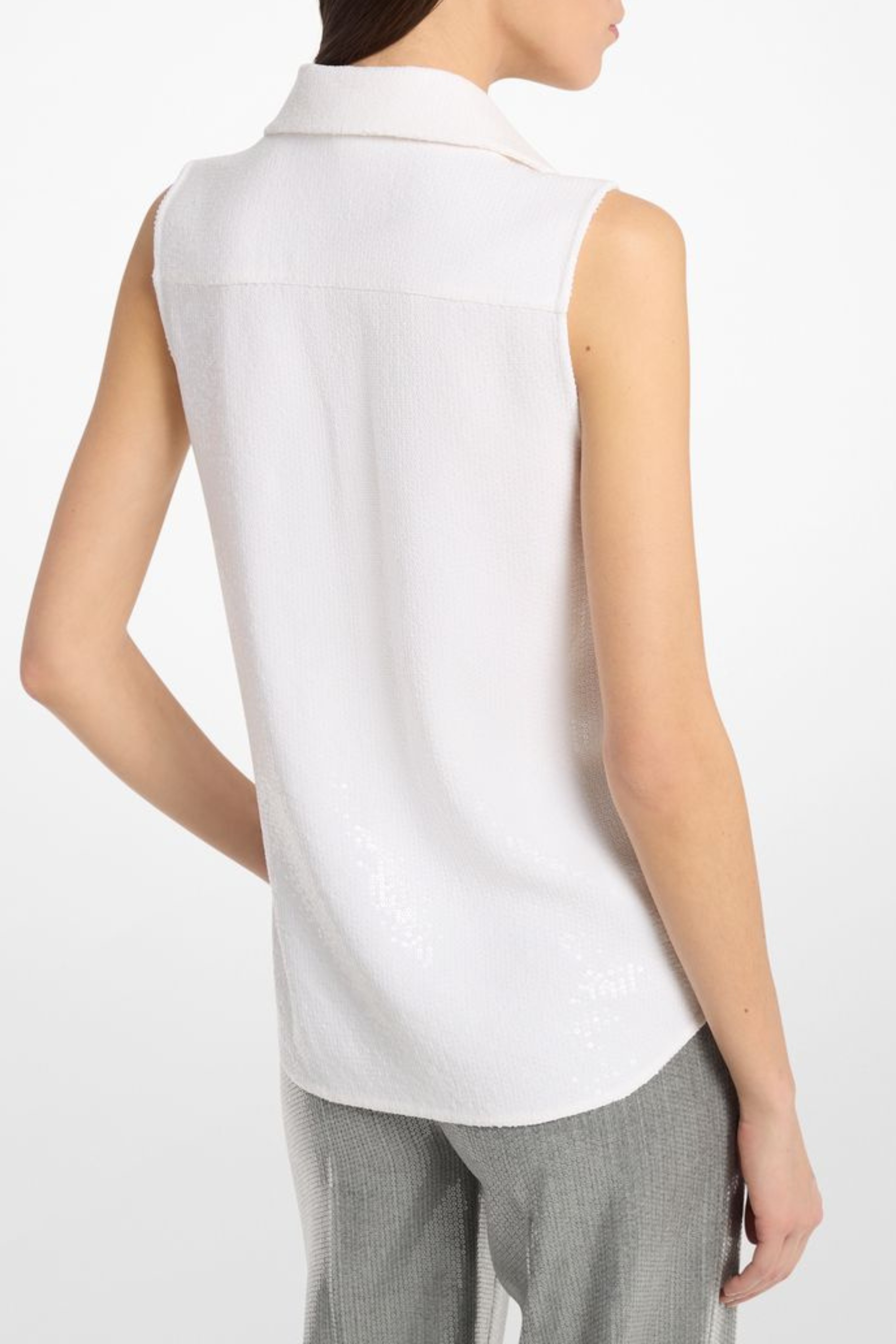 Sequin Sleeveless Hansen Button Front Shirt
