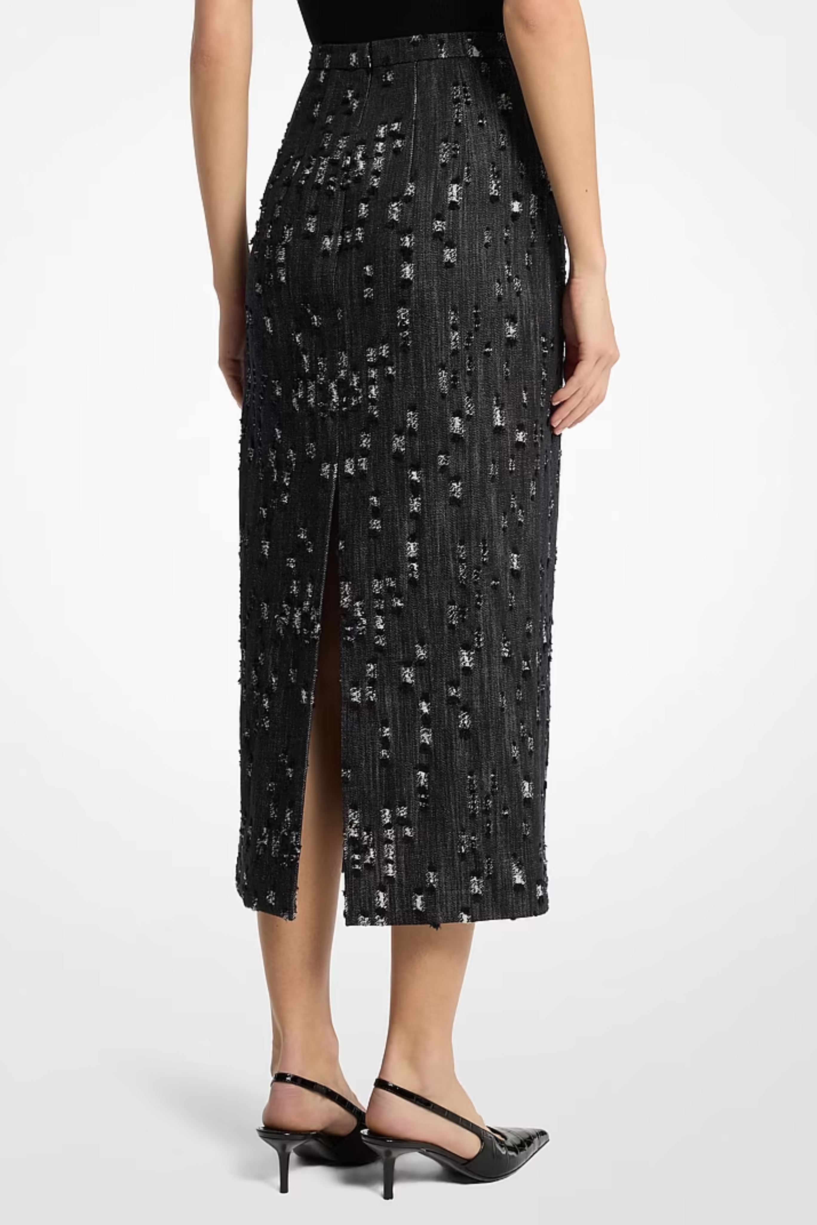 Frayed Denim Pencil Skirt
