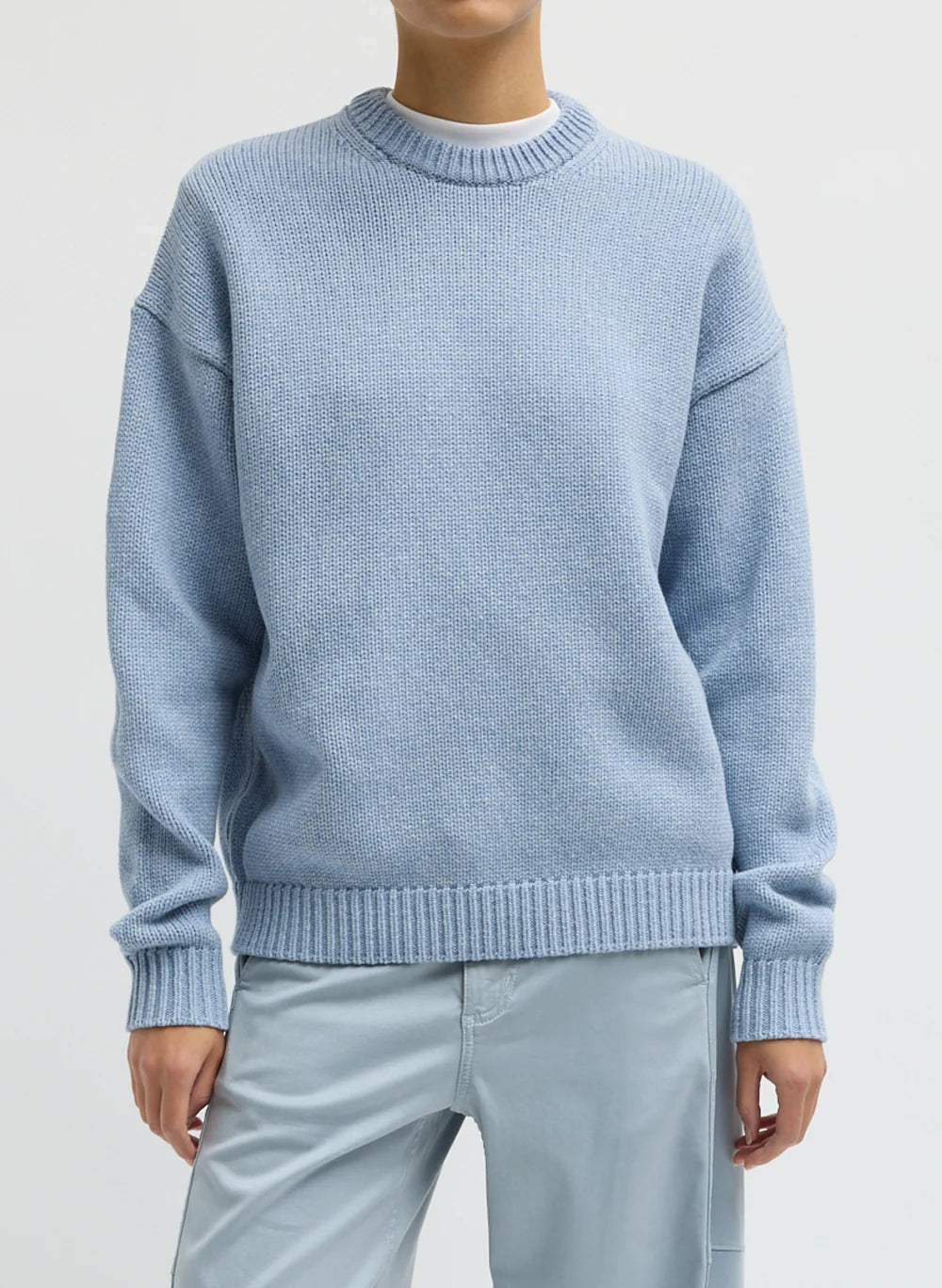 Cotton Wool Crewneck Easy Pullover - Baby Blue