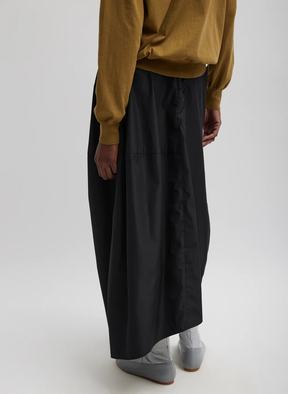 Nylon Asymmetrical Balloon Skirt - Black