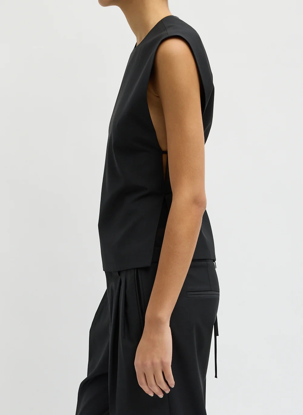 Recycled Tropical Wool Bib Top - Black