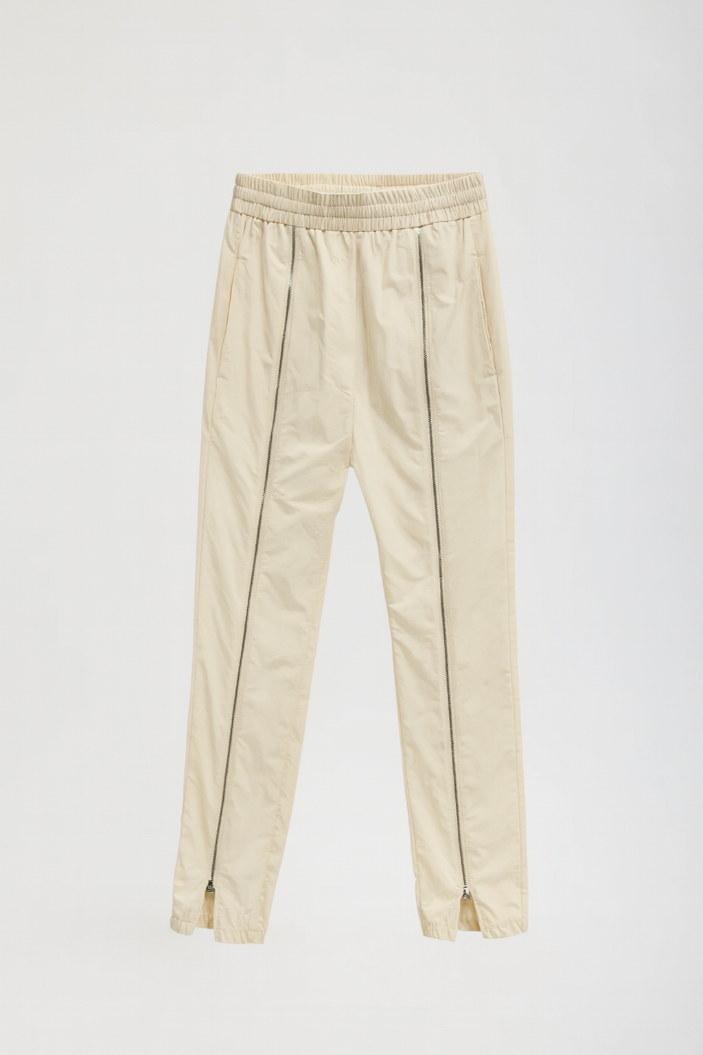 Nylon Zipper Jogger in Ivory