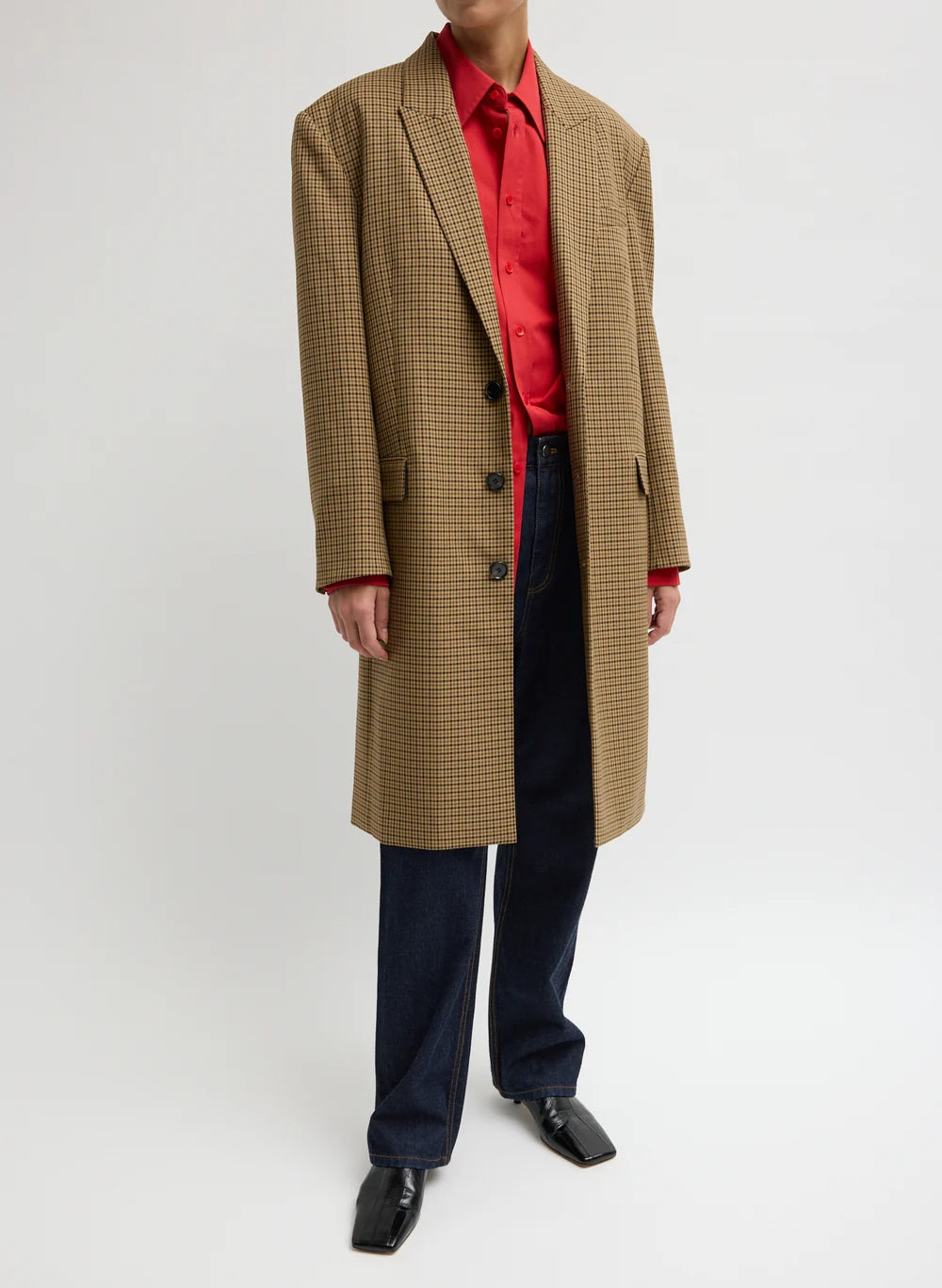 Menswear Tech Twill Tailored Midi Mens Coat - Cedar Multi