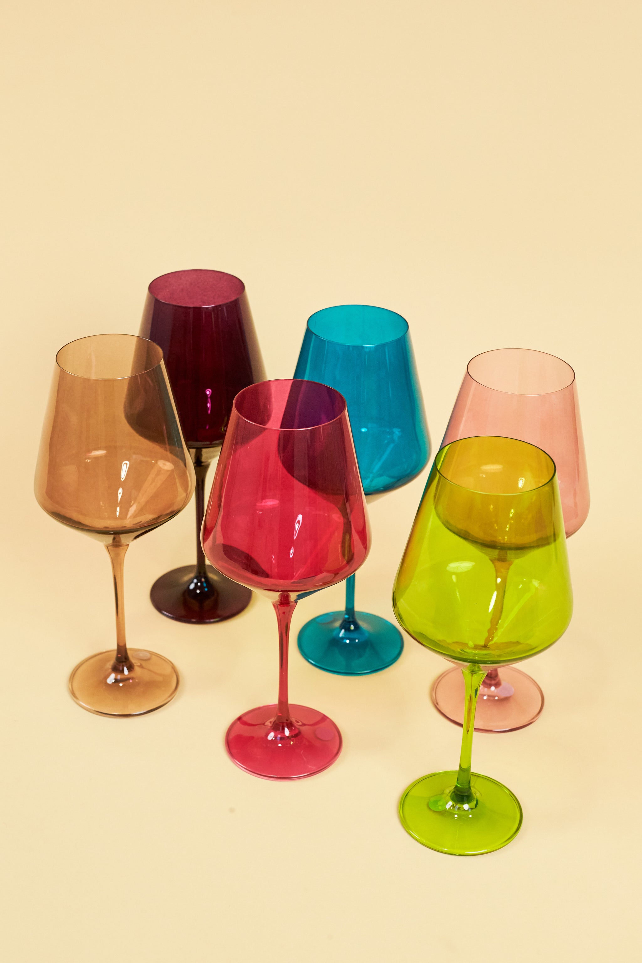 Estelle Colored Wine Stemmed Glasses - Set of 6 {Mixed Set}