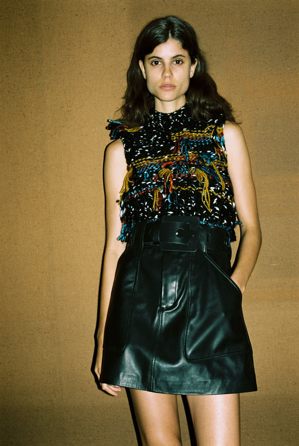SEA Ayden Leather Mini Skirt