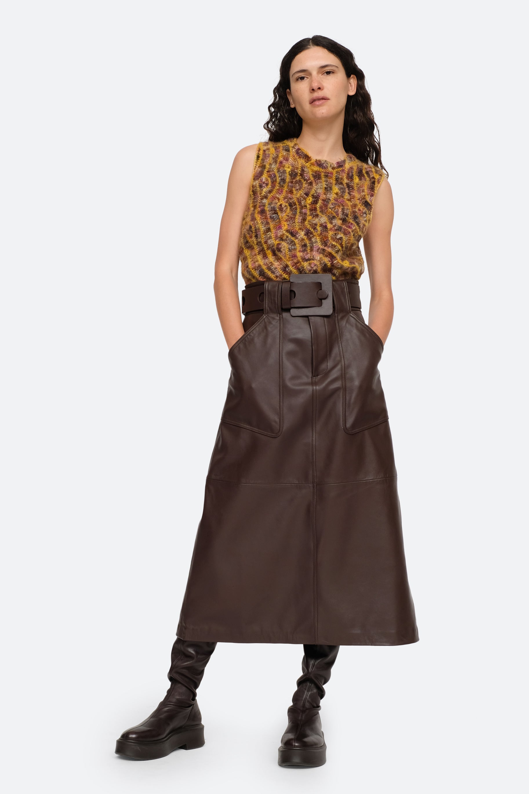 SEA Ayden Leather Maxi Skirt