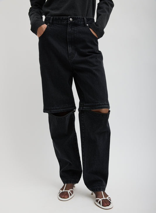 BLACK DENIM LARS CONVERTIBLE ZIP JEAN