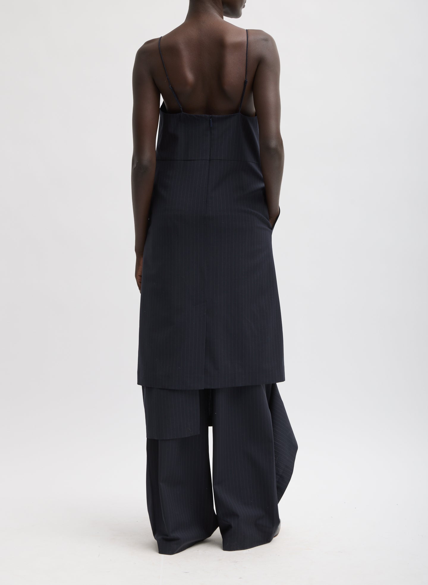 MIER PINSTRIPE CONVERTIBLE SLIP DRESS