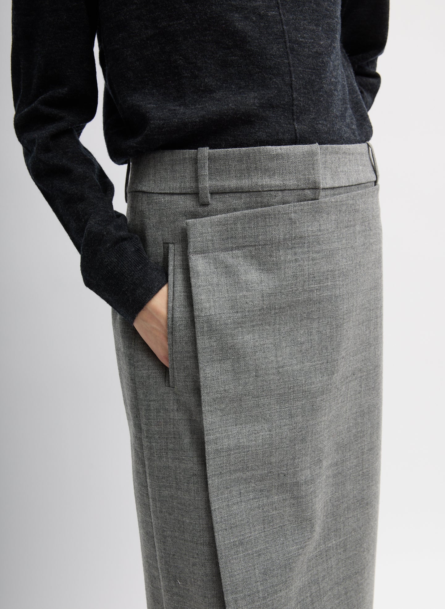 TECHY BONDED WOOL WRAP MAXI SKIRT