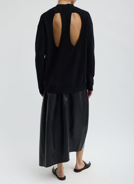 ANNA MERINO WOOL CUT OUT RACERBACK PULLOVER