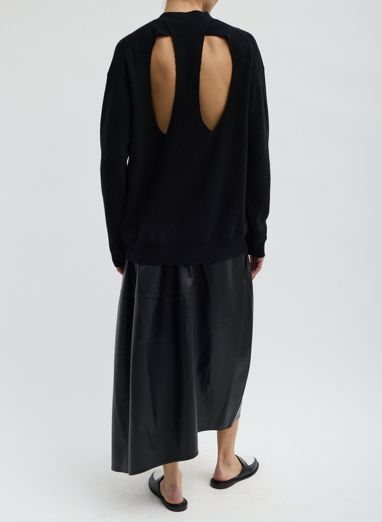 ANNA MERINO WOOL CUT OUT RACERBACK PULLOVER