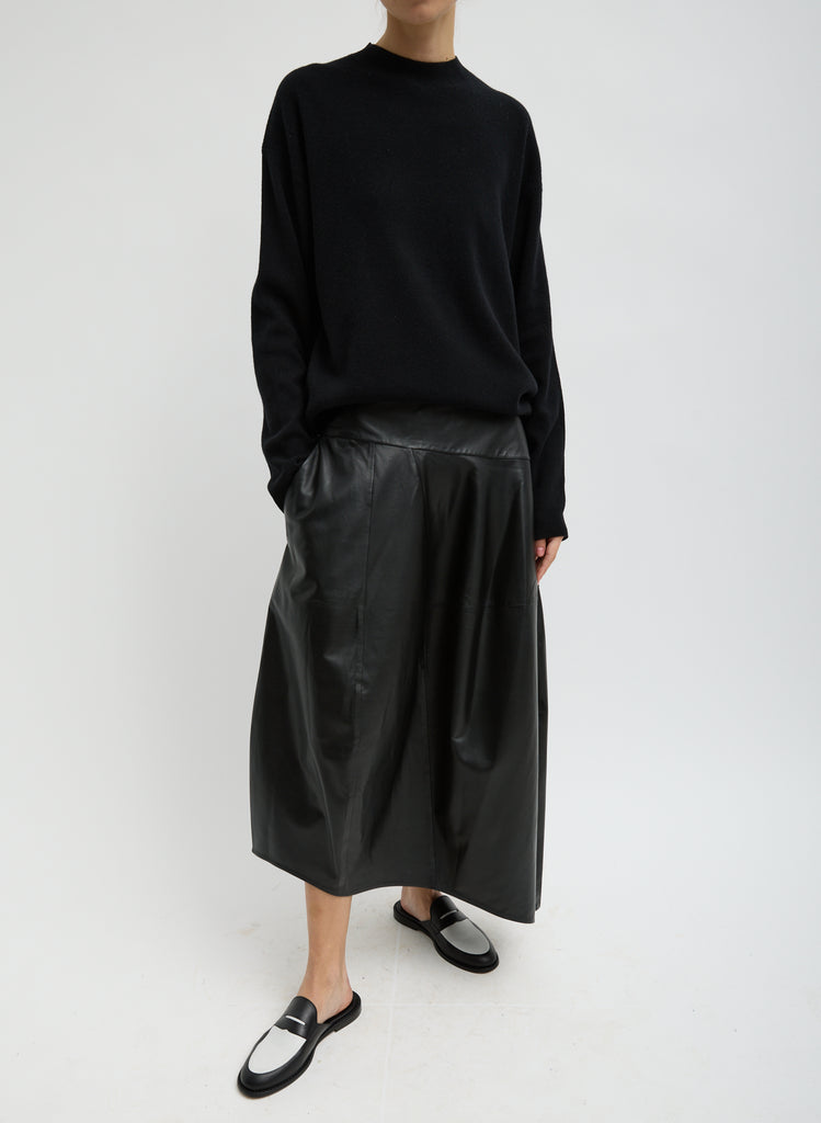 LEATHER ASYMMETRICAL BALLOON SKIRT