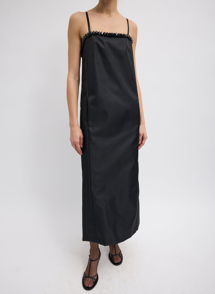 BONDED NYLON BEADED STRAPPY DRESS