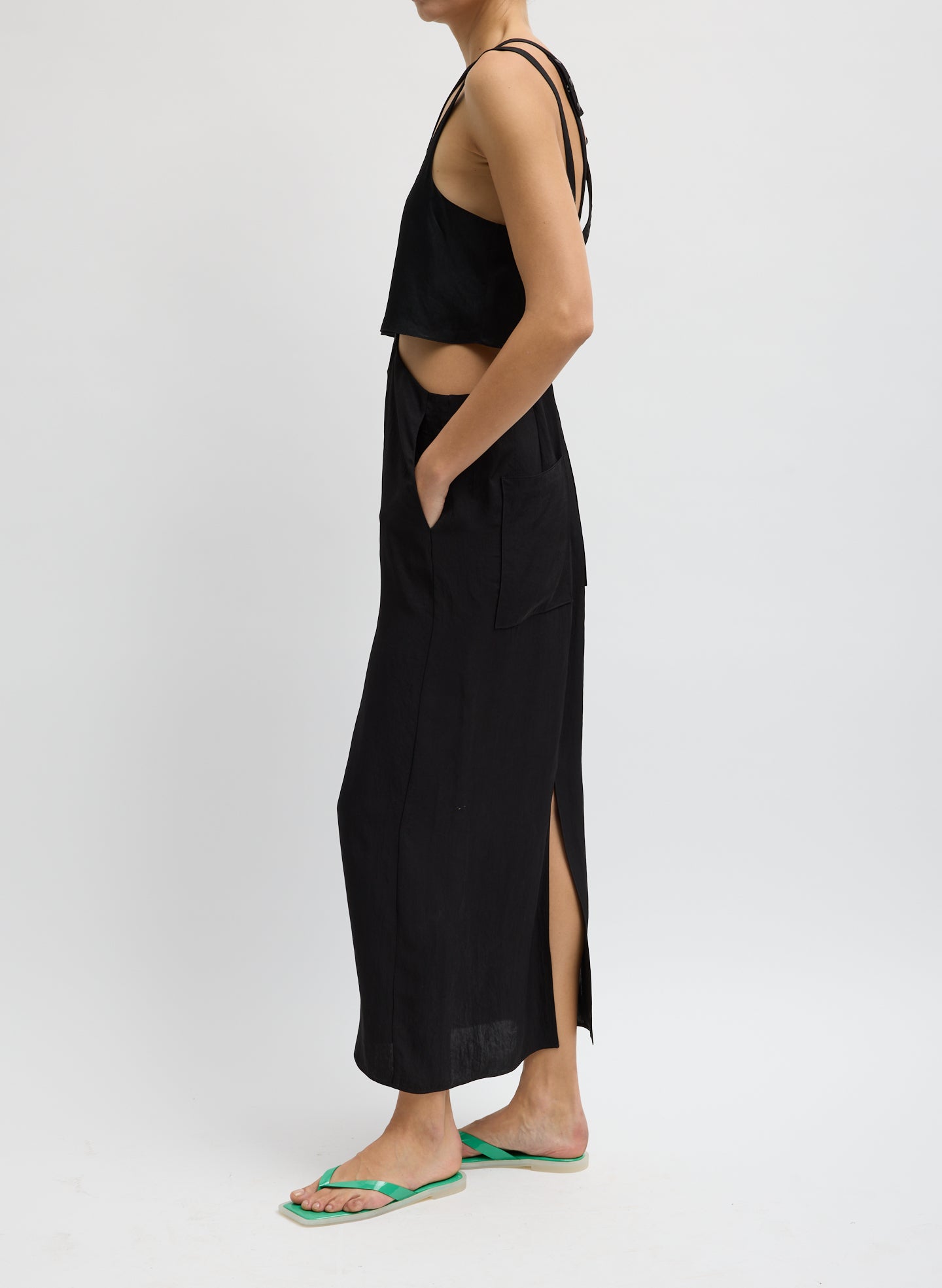 SUMMER ACETATE CRINKLE OVERALL SKIRT