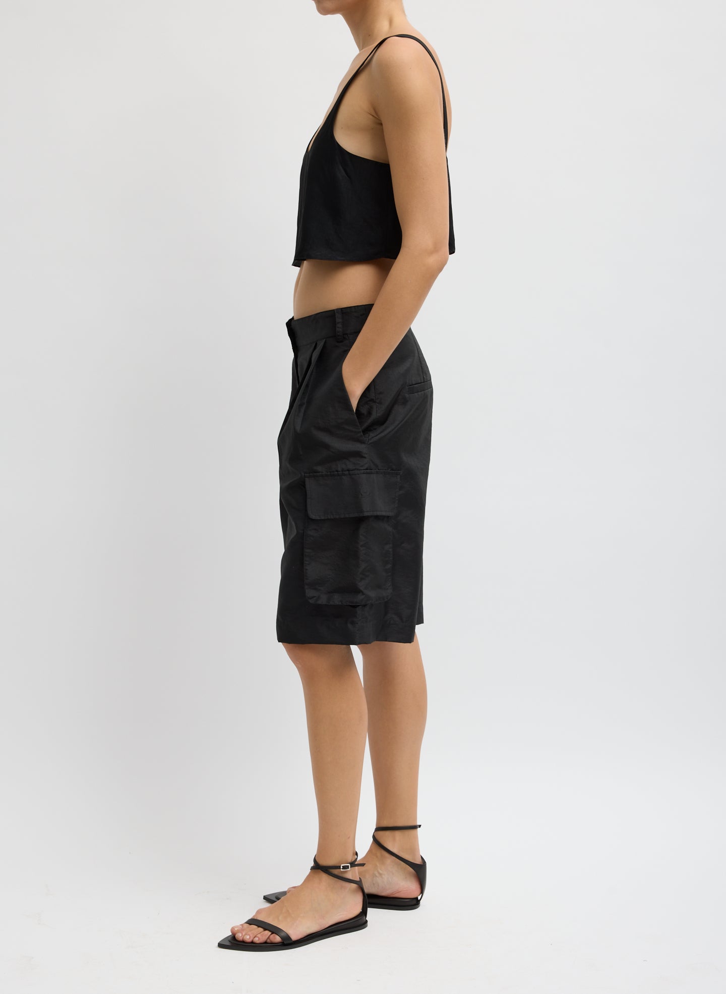 SUMMER ACETATE CRINKLE CROPPED TANK