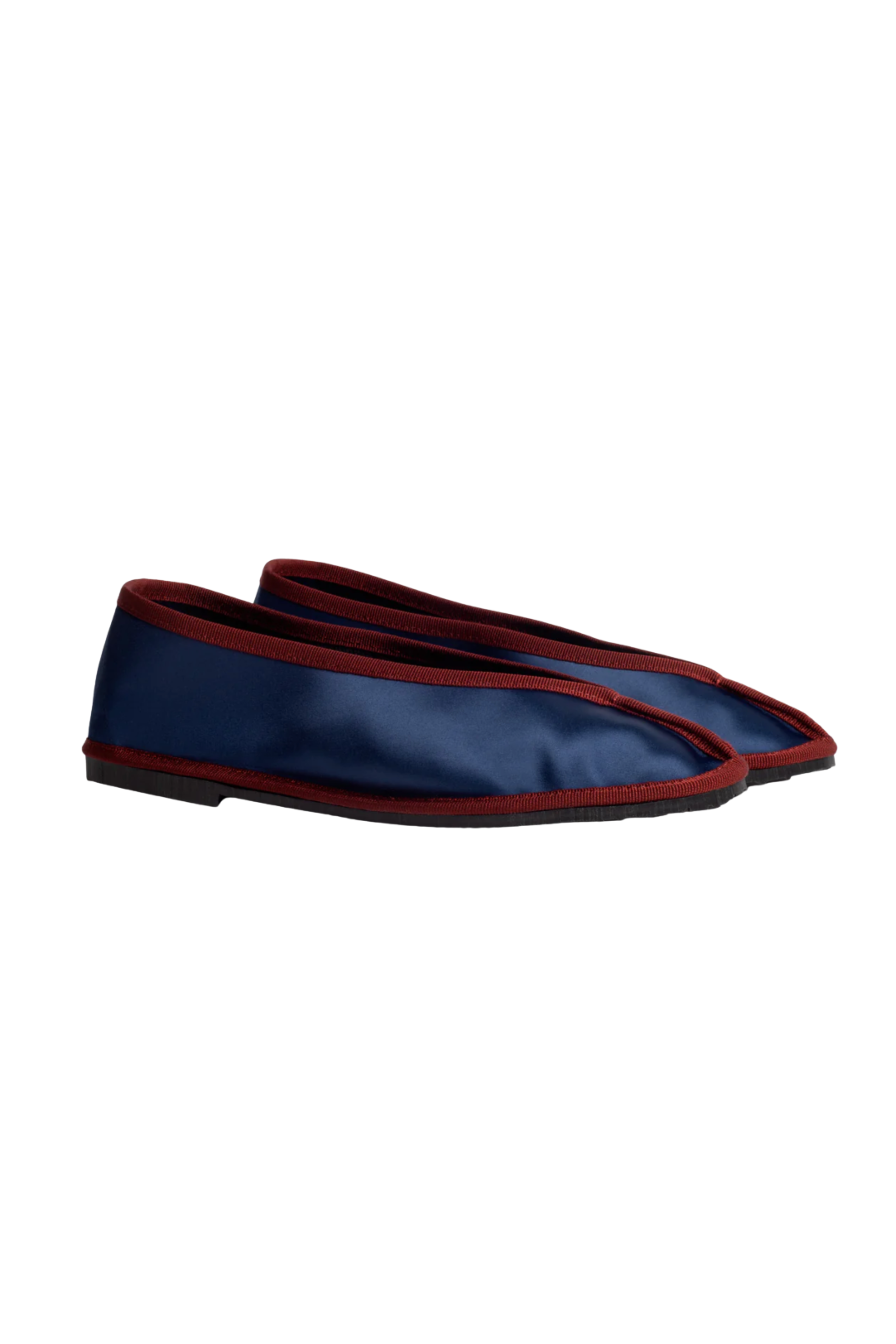 Maria de La Orden 1 Satin Flat - Navy/Burgundy