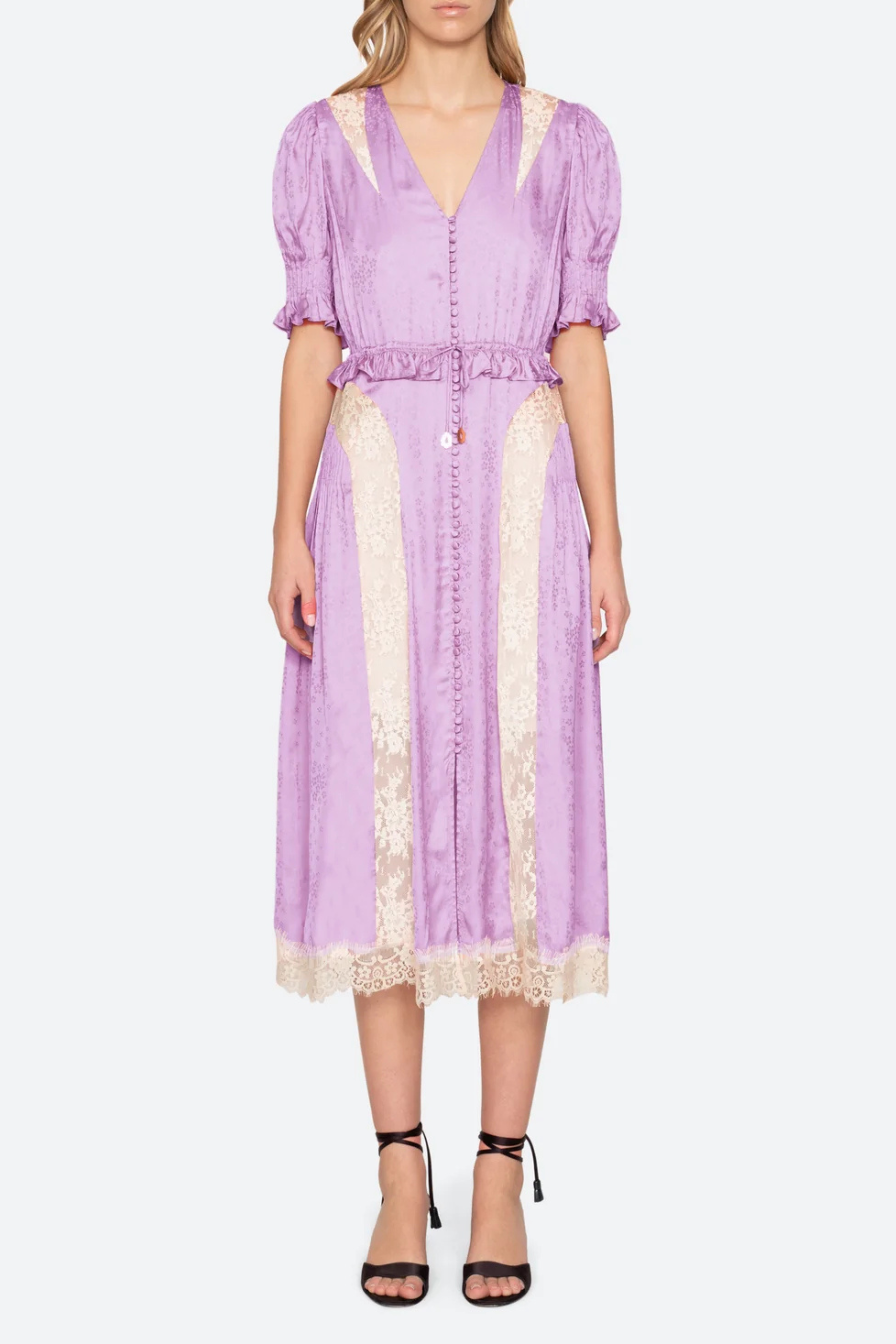 Ethel Puff Midi Dresss in Lilac