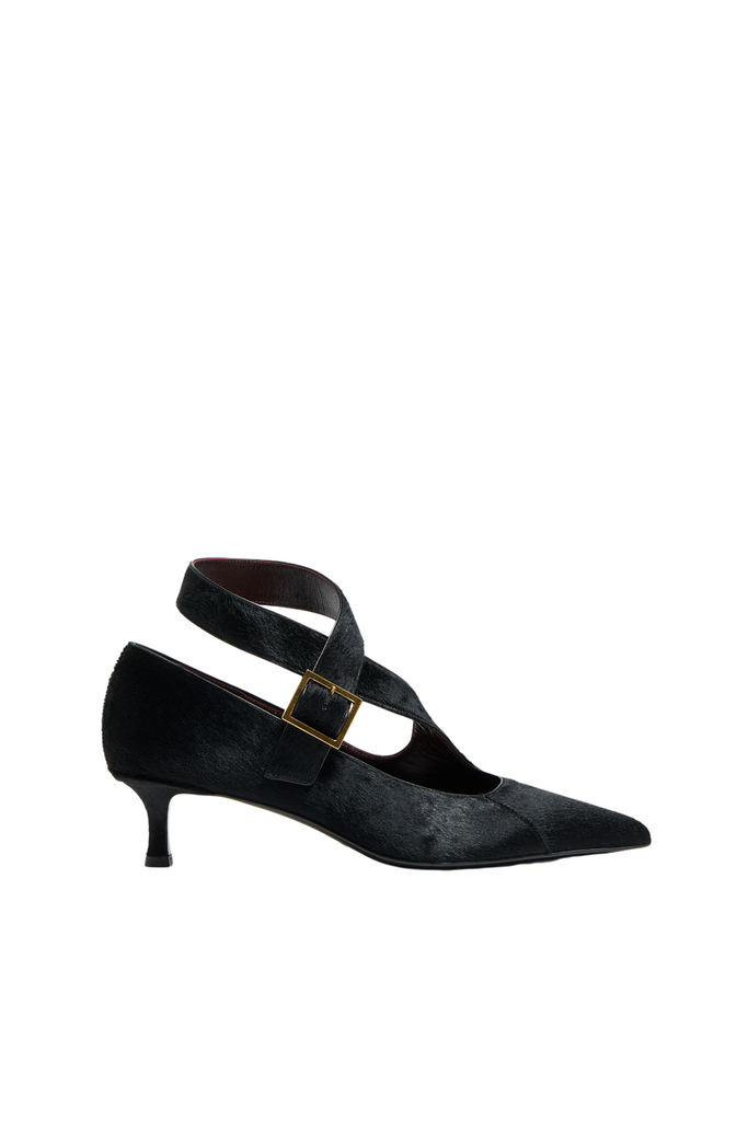 Calfhair Sloan Pump in Black