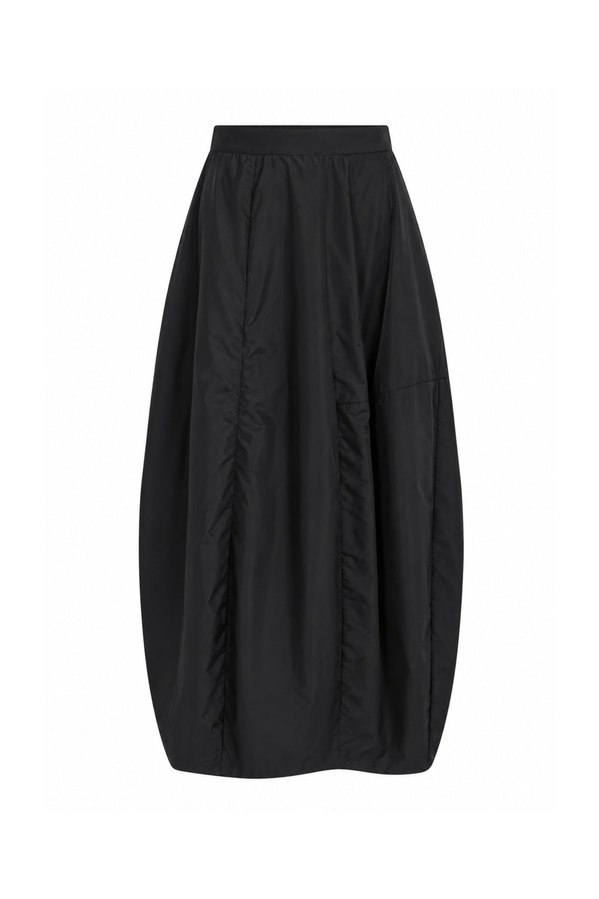 Nylon Asymmetrical Balloon Skirt - Black
