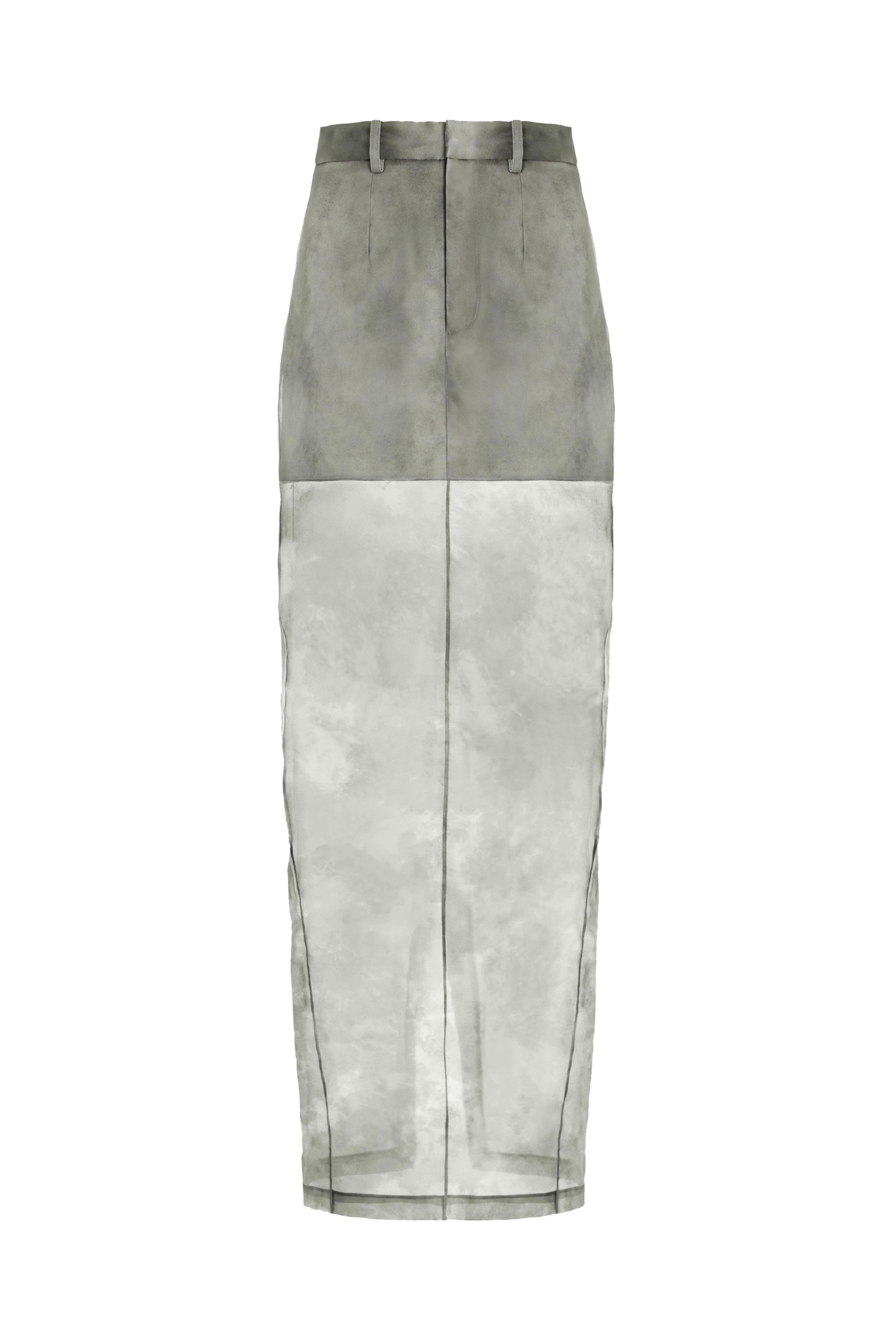 Fog Tailored Silk Midi Skirt