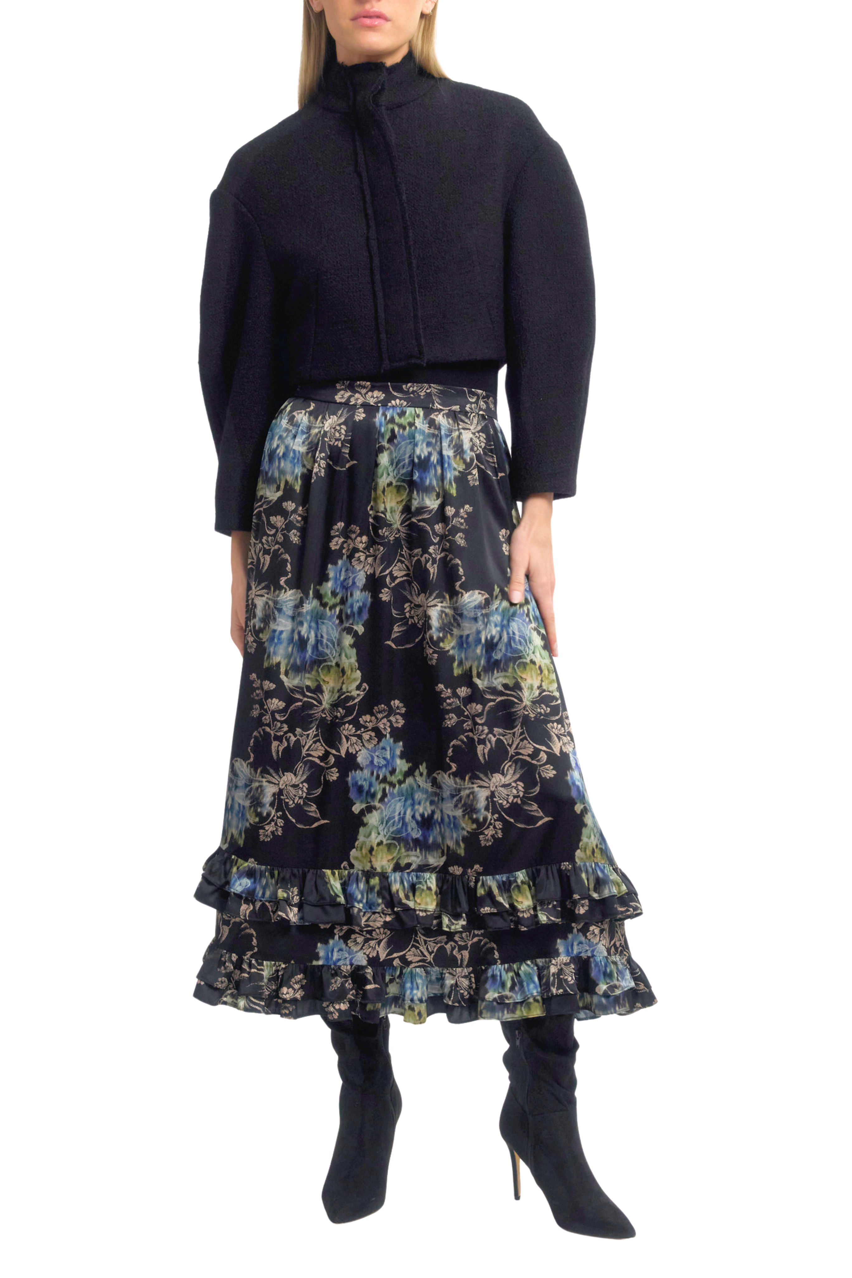 Ruffle Midi Skirt
