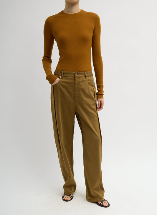GARMENT DYED STRETCH TWILL TUCK PANT