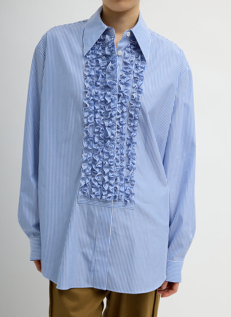 STRIPED SHIRTING EASY TUXEDO SHIRT