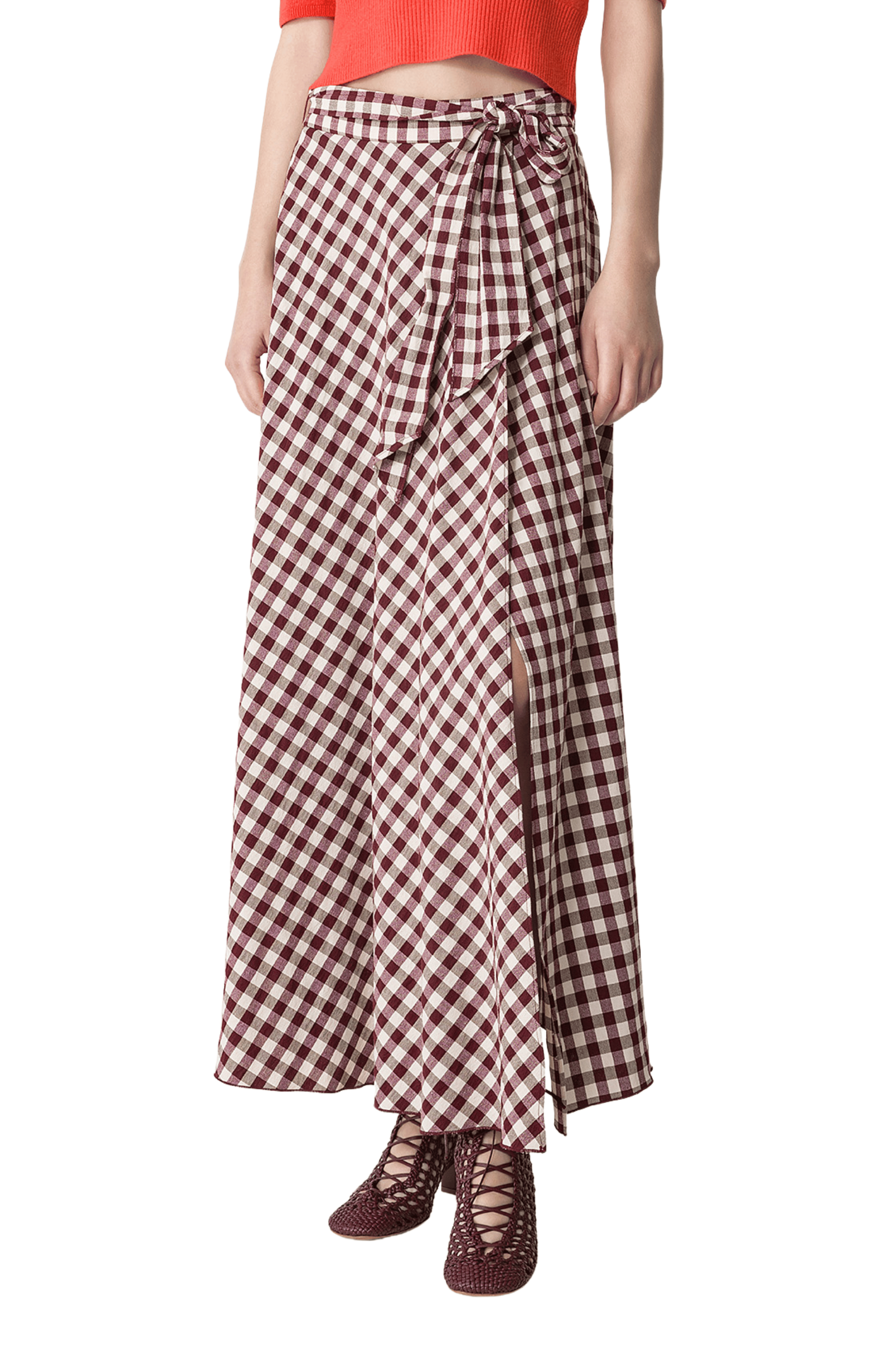 FORTE FORTE Gingham Wrap Skirt