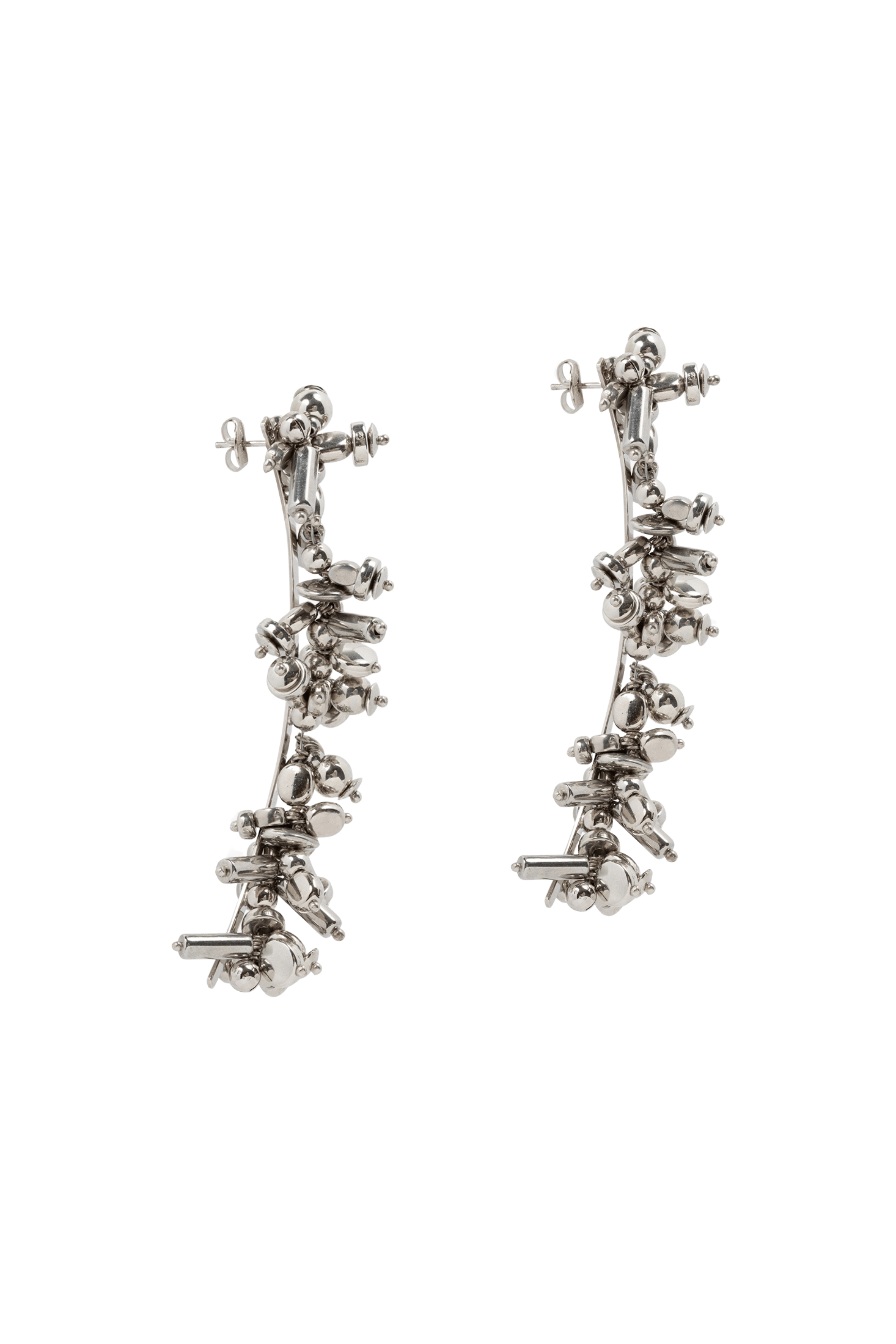 DRIES VAN NOTEN Silver Cluster Drop Earrings