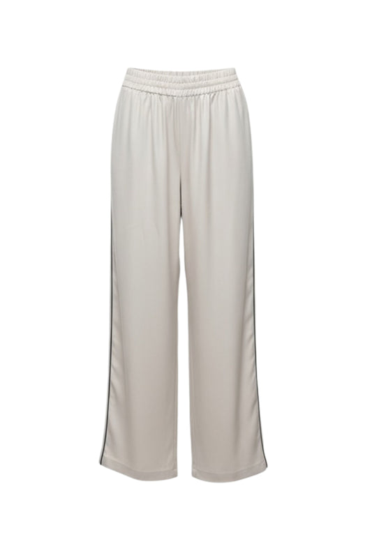 Wide Leg Trousers With Piping Detail in White