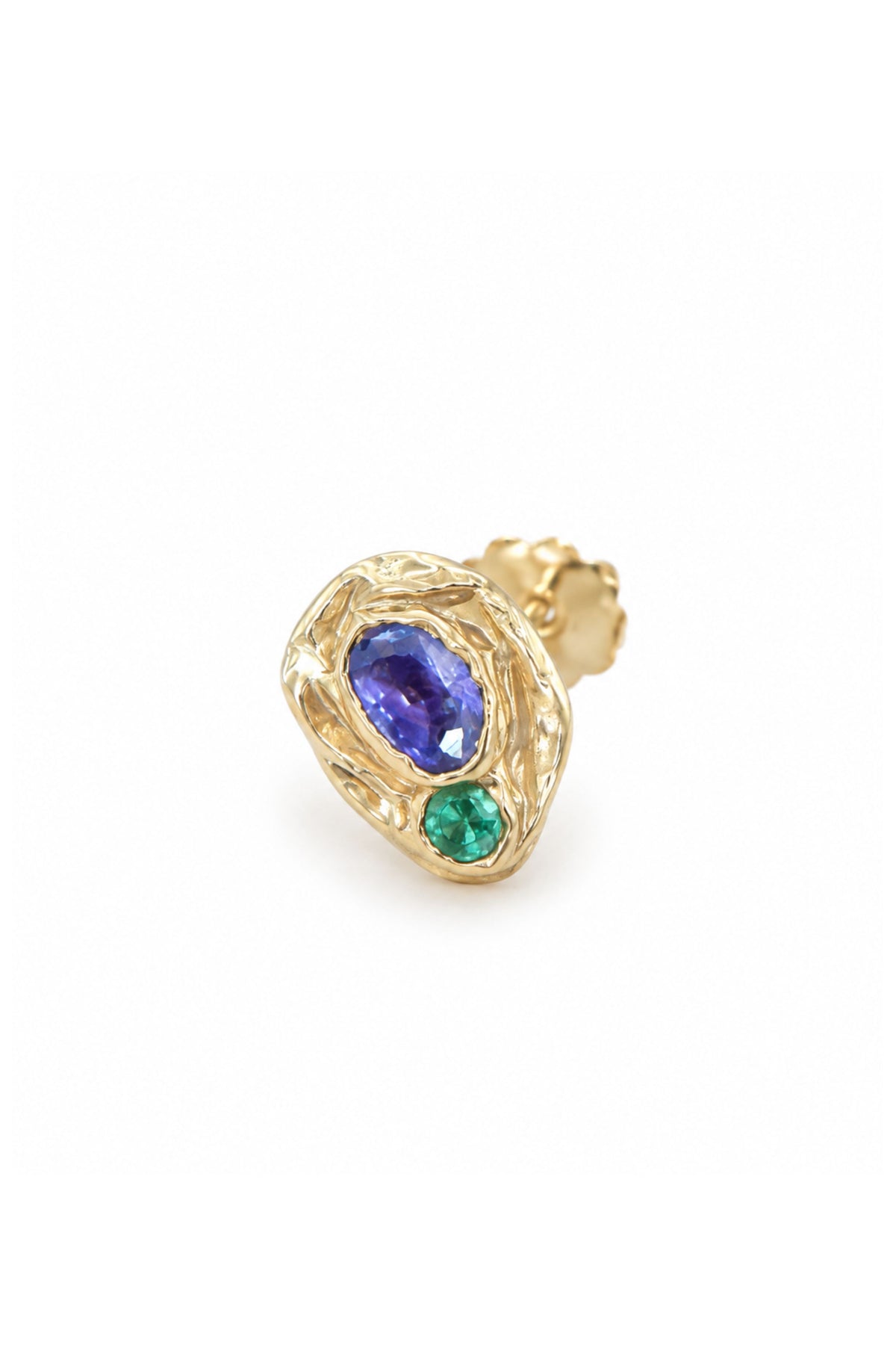 Sculptural Stud - Sapphire, Garnet, Emerald