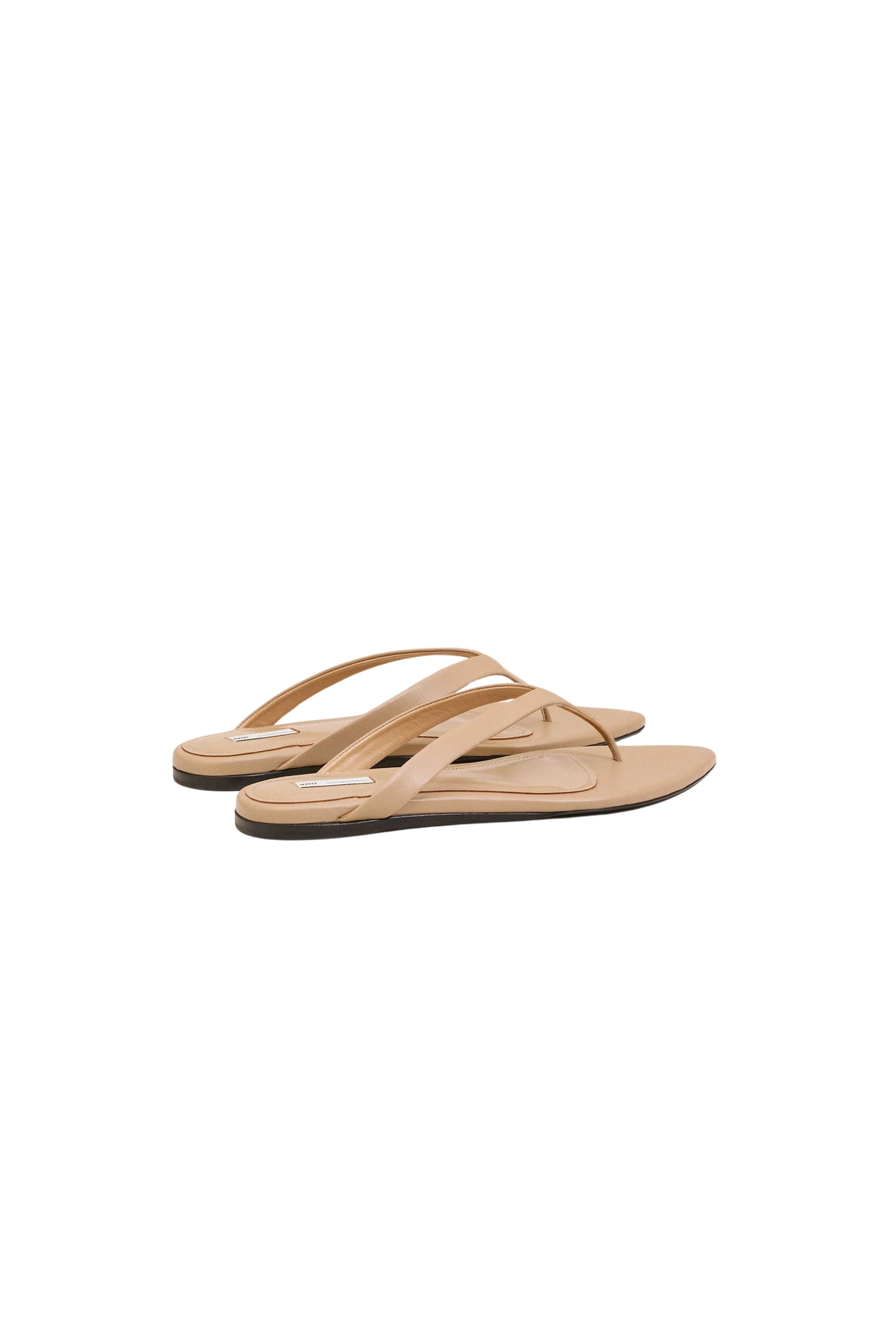 Pointed Toe Flip Flops - Beige