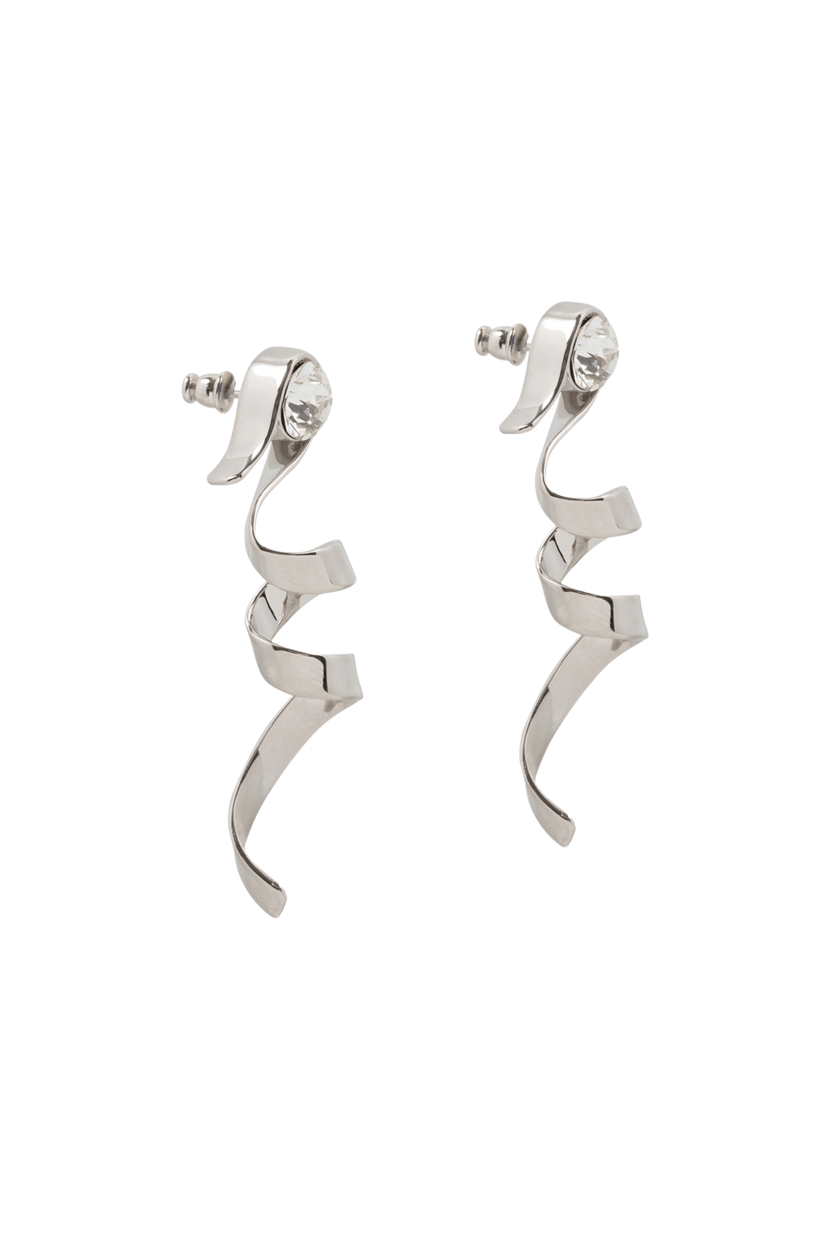 DRIES VAN NOTEN Geometric Silver Twist Earrings