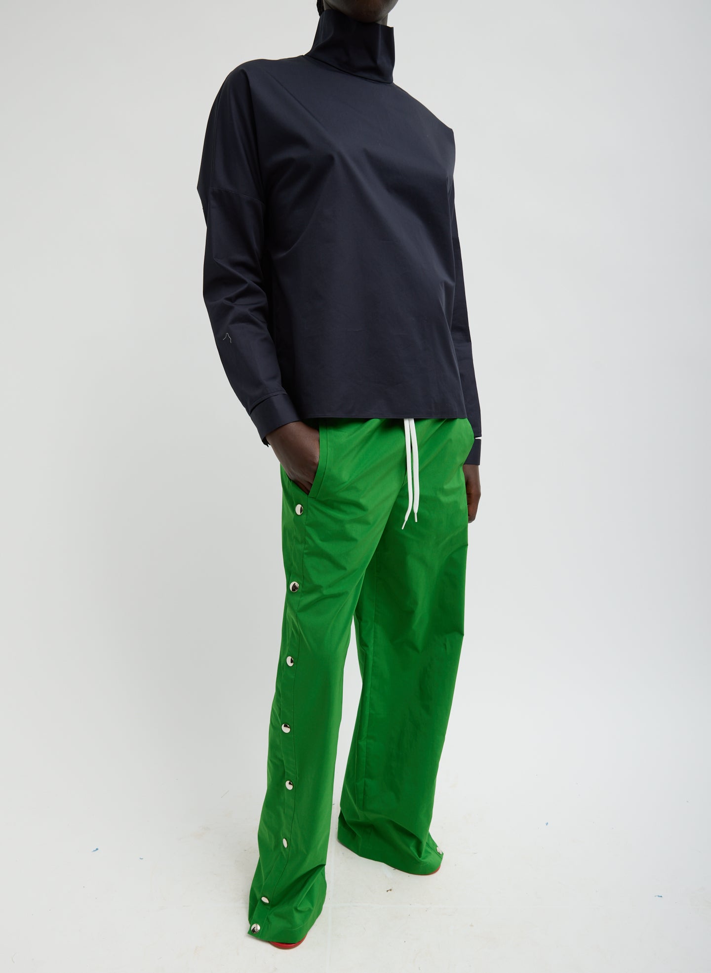 nyalon Nylon Snap Pull On Jogger Pants