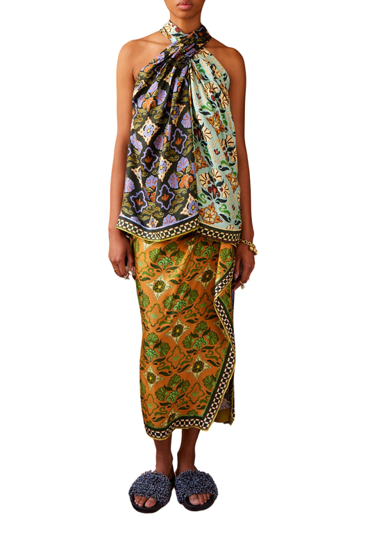 Cece Spliced Silk Top