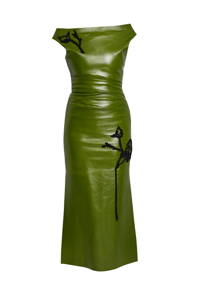 Leather Pencil Midi Dress