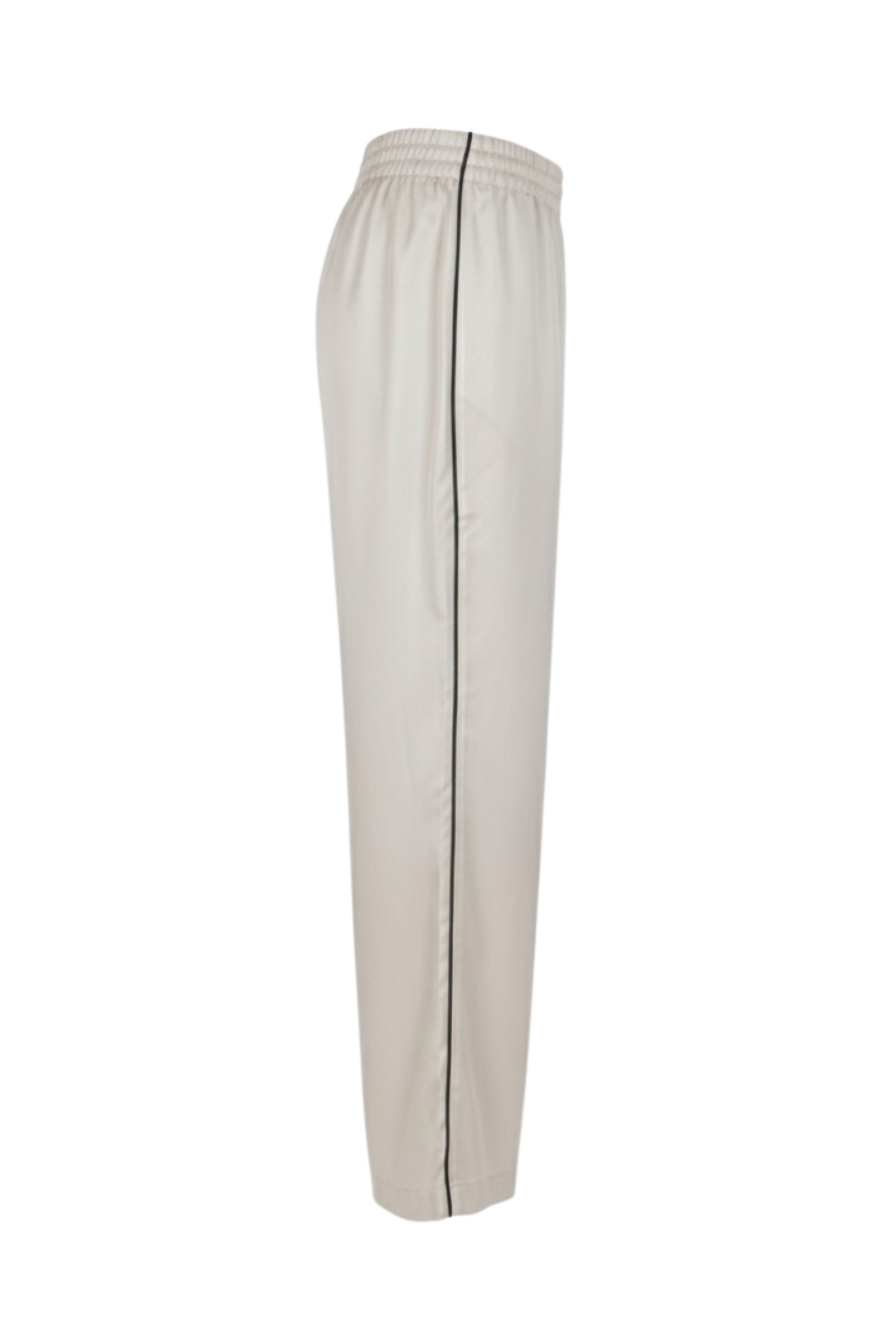 Wide Leg Trousers With Piping Detail in White