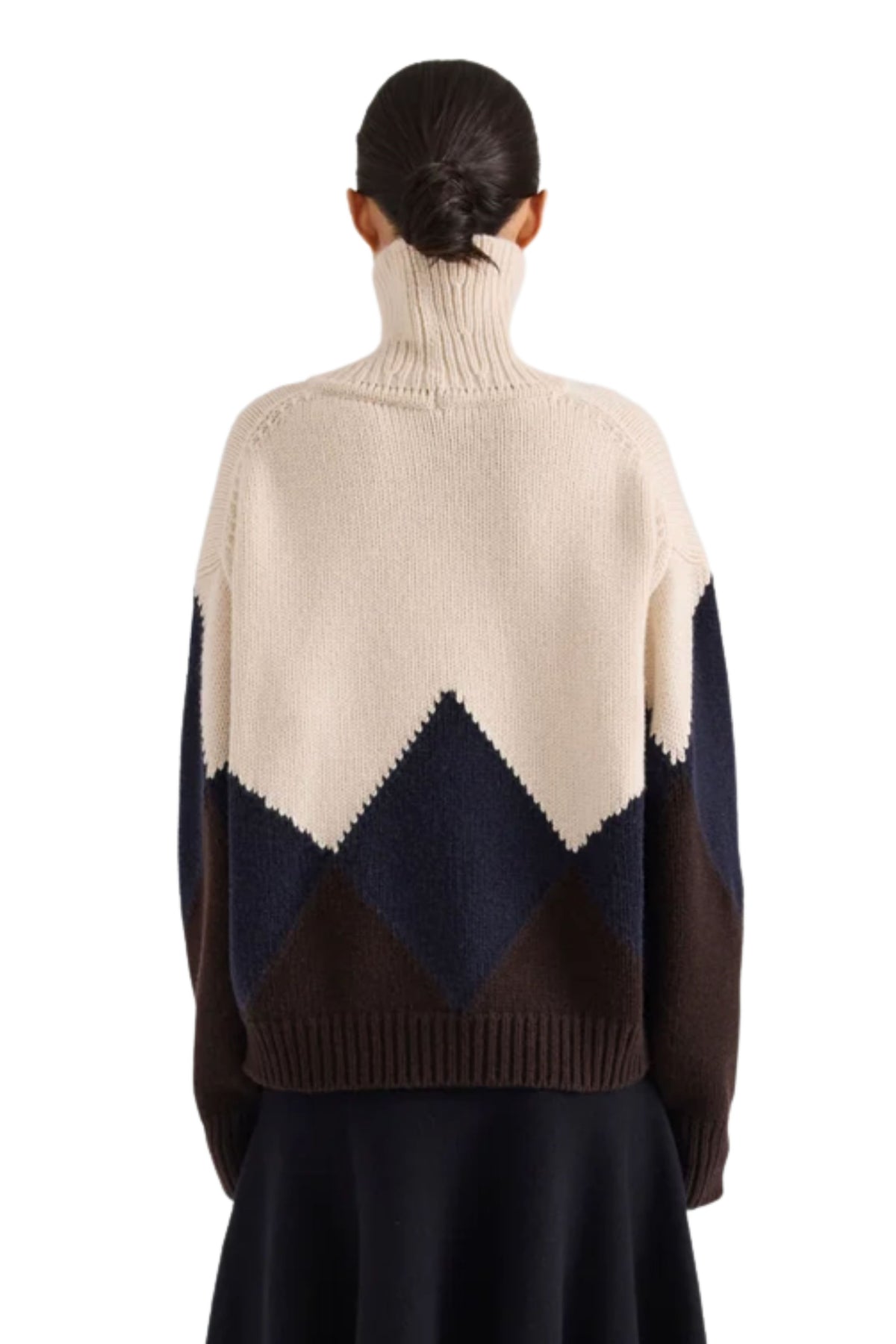 Oren Intarsia Turtleneck in Cashmere Wool Raisin Multi