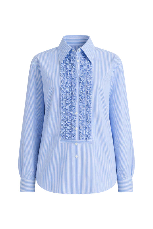 Striped Shirting Easy Tuxedo Shirt