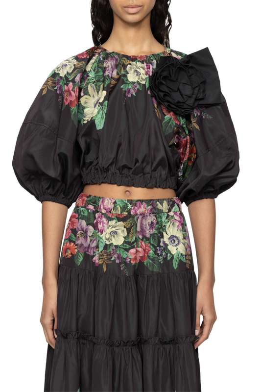 Viktoria Print Bubble Cropped Top